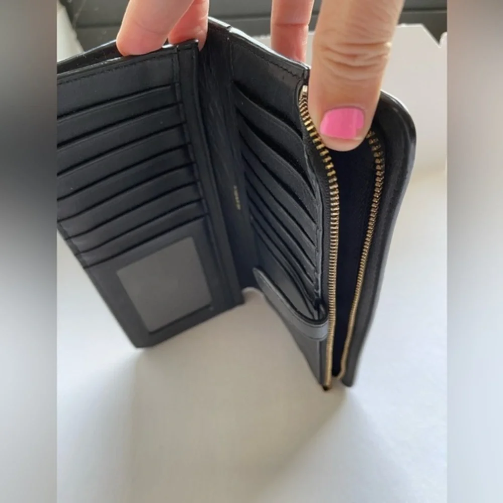 COACH Black leather skinny wallet